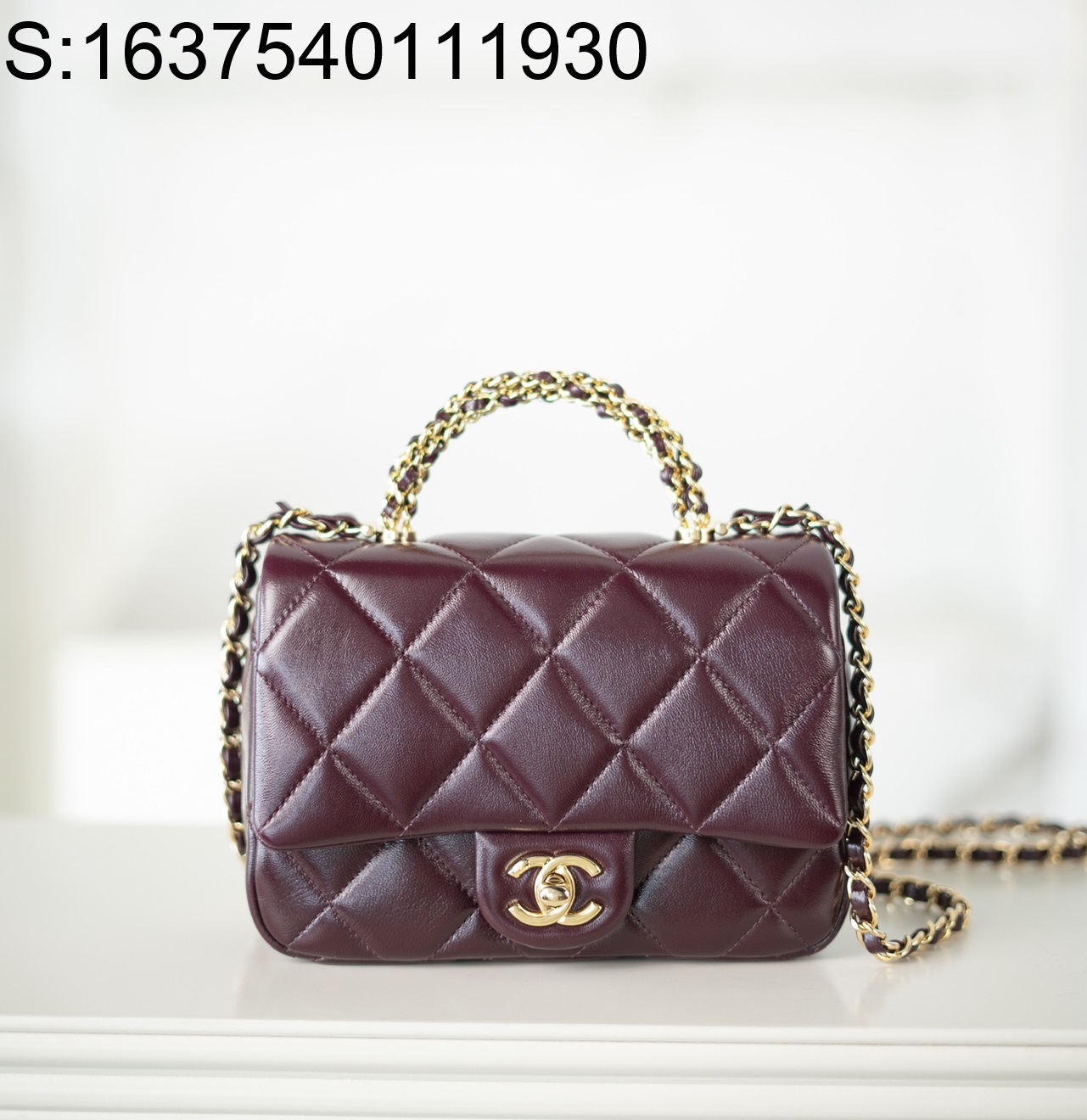 [JD] 샤넬 24B 플랩 체인 탑 핸들백 스몰 19*14*8.5cm 와인 CHANEL