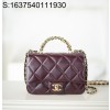 [JD] 샤넬 24B 플랩 체인 탑 핸들백 스몰 19*14*8.5cm 와인 CHANEL