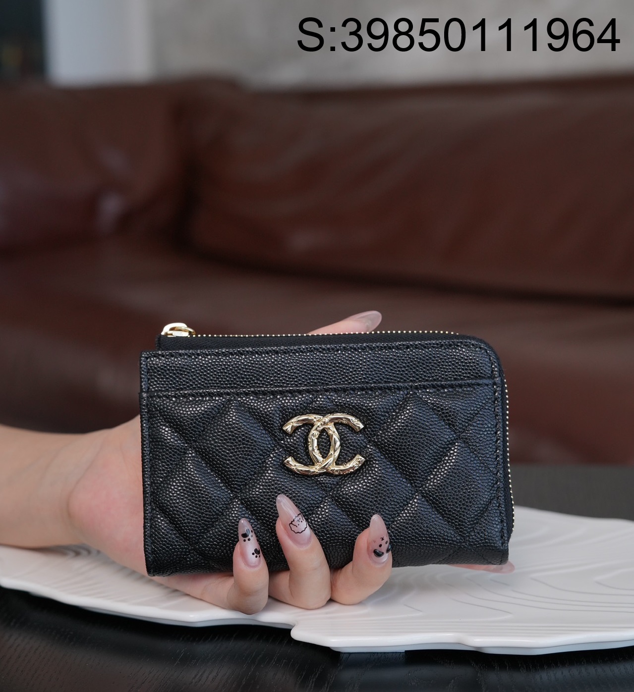 [JD] 샤넬 24S 지퍼 카드지갑 블랙 8*2.2*13cm CHANEL