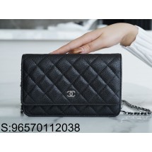 [JD] 샤넬 클래식 캐비어 WOC 은장 체인 백 19cm 블랙 CHANEL