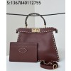 [니콜] 펜디 피카부 레더 스티치 핸들백 미듐 와인 33*12*25cm Fendi