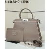 [니콜] 펜디 피카부 레더 스티치 핸들백 미듐 그레이 33*12*25cm Fendi