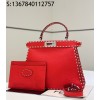 [니콜] 펜디 피카부 레더 스티치 핸들백 미듐 레드 33*12*25cm Fendi