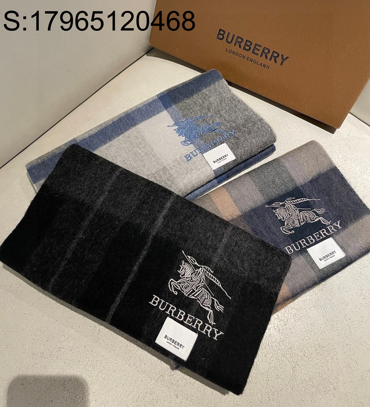 AGG 버버리 승마 자수 스카프 30*180cm 3컬러 burberry