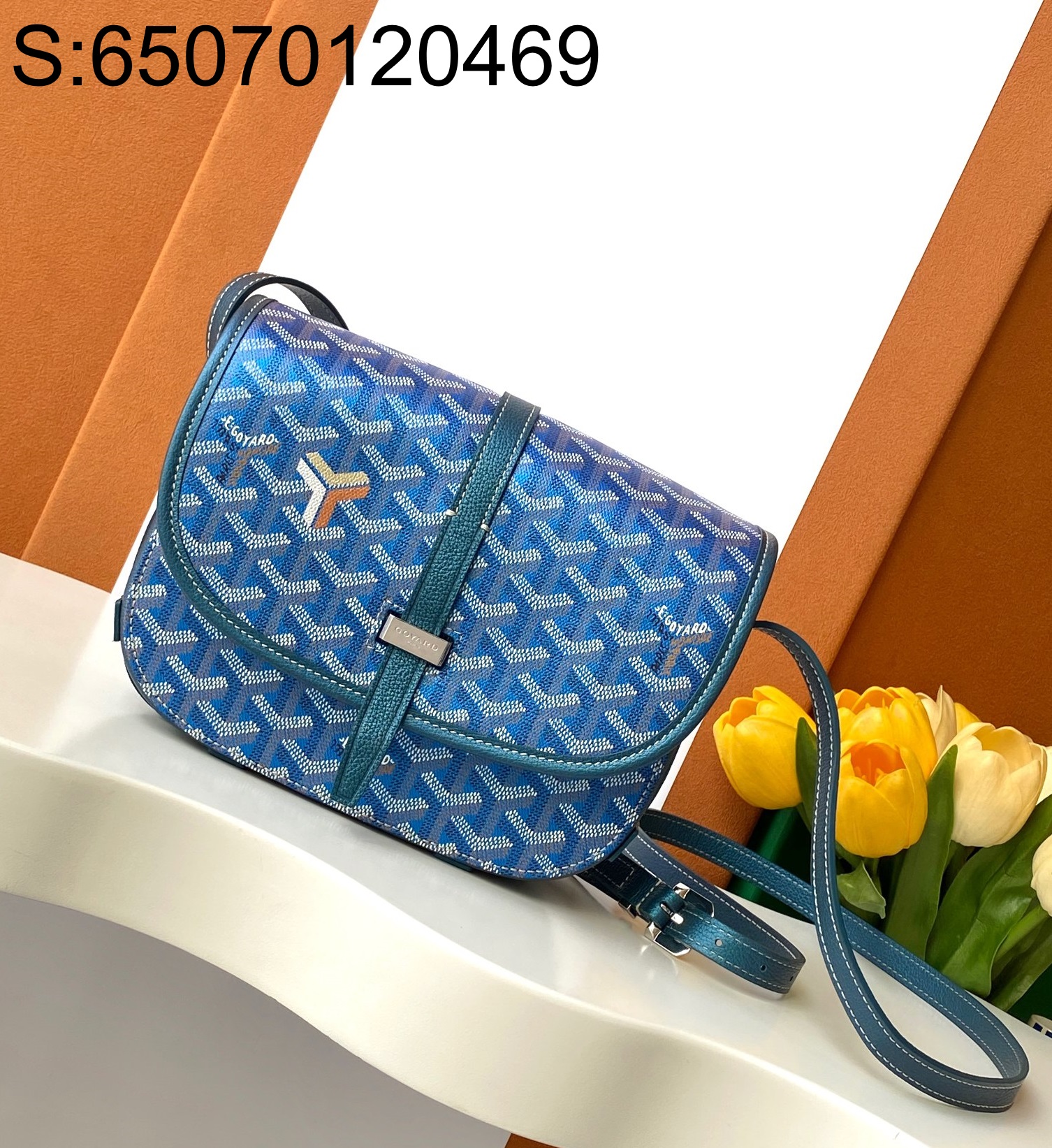 [리미티드] 고야드 벨베데르 메신저백 블루 16*7*22cm Goyard