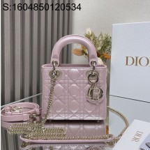 [JHL] 디올 까나쥬 양가죽 금장 레이디 M0505 핑크 17*15*7cm Dior