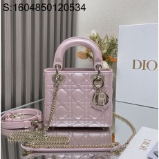 [JHL] 디올 까나쥬 양가죽 금장 레이디 M0505 핑크 17*15*7cm Dior