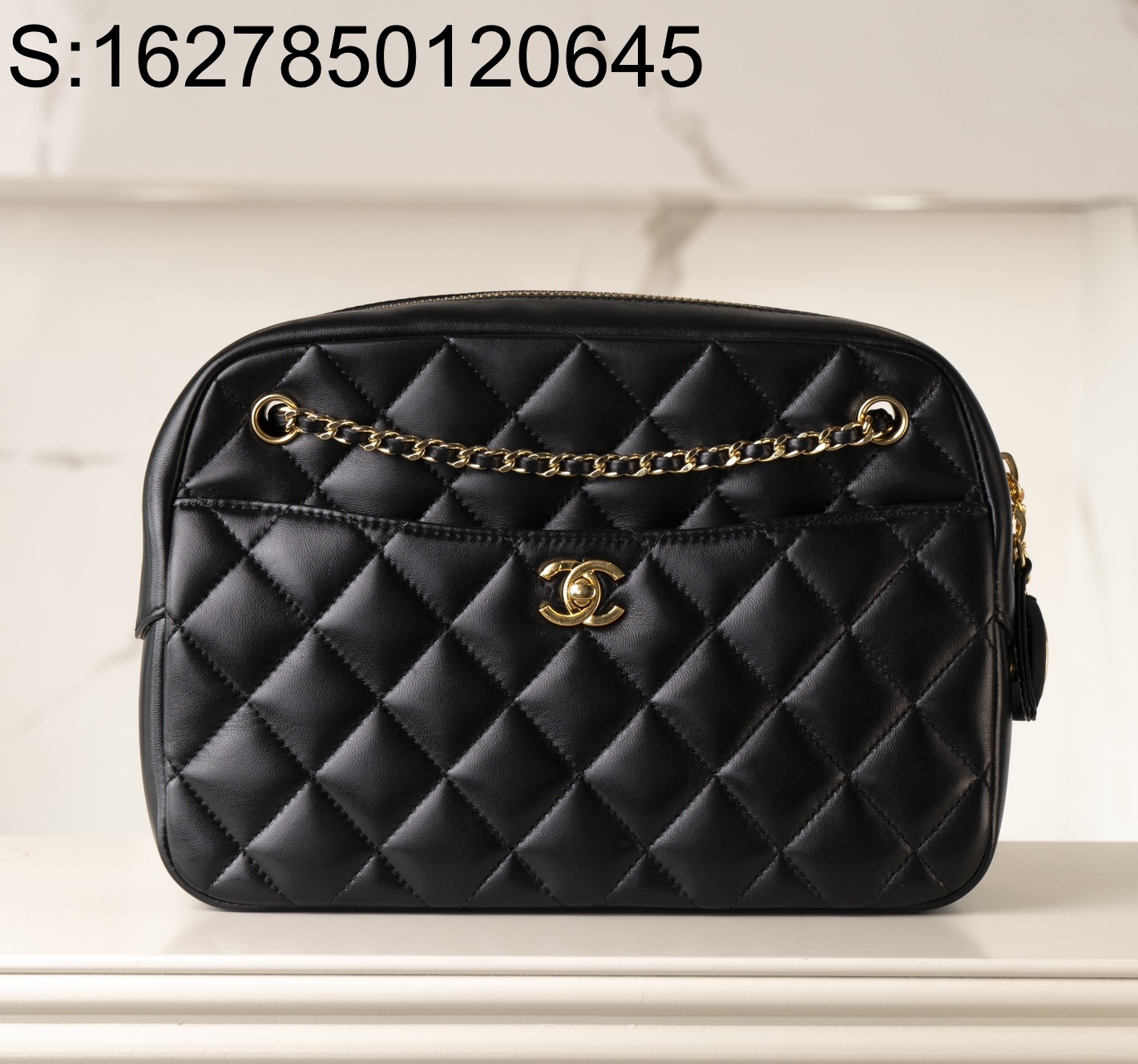 [JD] 샤넬 24K 골드 메달 지퍼백 라지 19*24*9cm 블랙 CHANEL