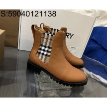 [152] 버버리 체크 이음 레더 첼시 앵클 부츠 브라운 burberry