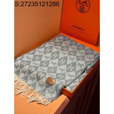 AGG 에르메스 캐시미어 H 자카드 스퀘어 스카프 164*30cm 그레이 Hermes