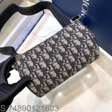 [JHL] 디올 오블리크 롤러 지퍼 백 21*12.5*12.5cm 블루 Dior