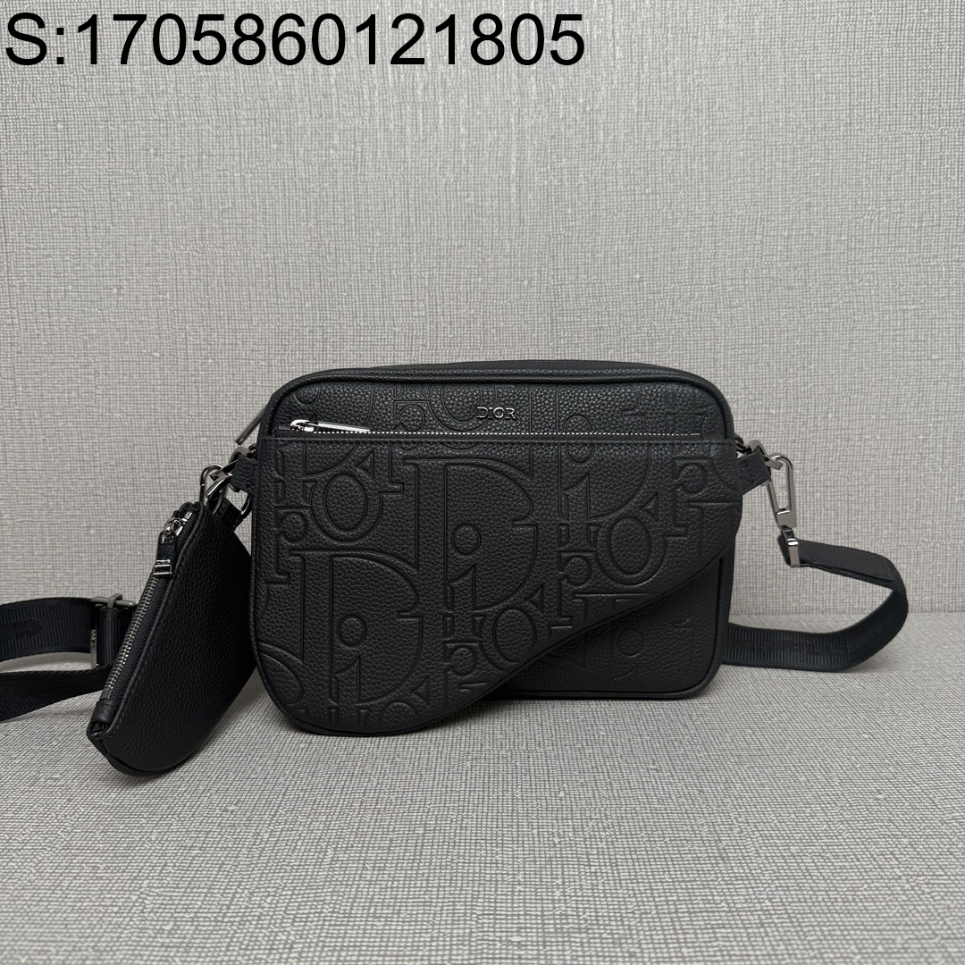 [JHL] 디올 새들 트리플 파우치 디올 오블리크 가죽 블랙 23*16*4cm Dior