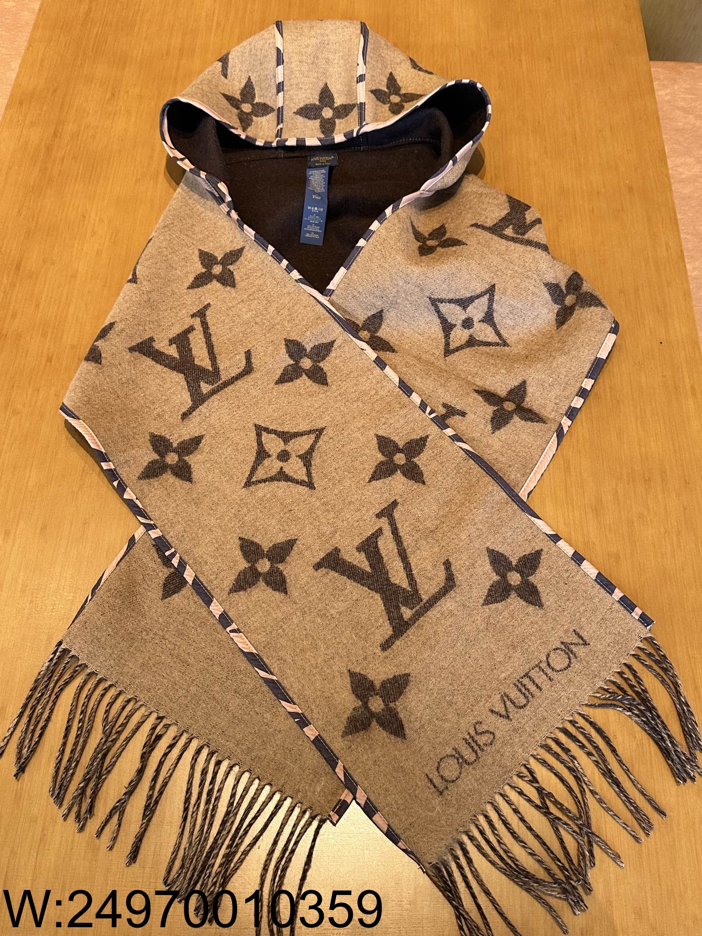 AGG 루이비통 캐시미어 타이거그램 후드 스카프 196*26cm LOUIS VUITTON