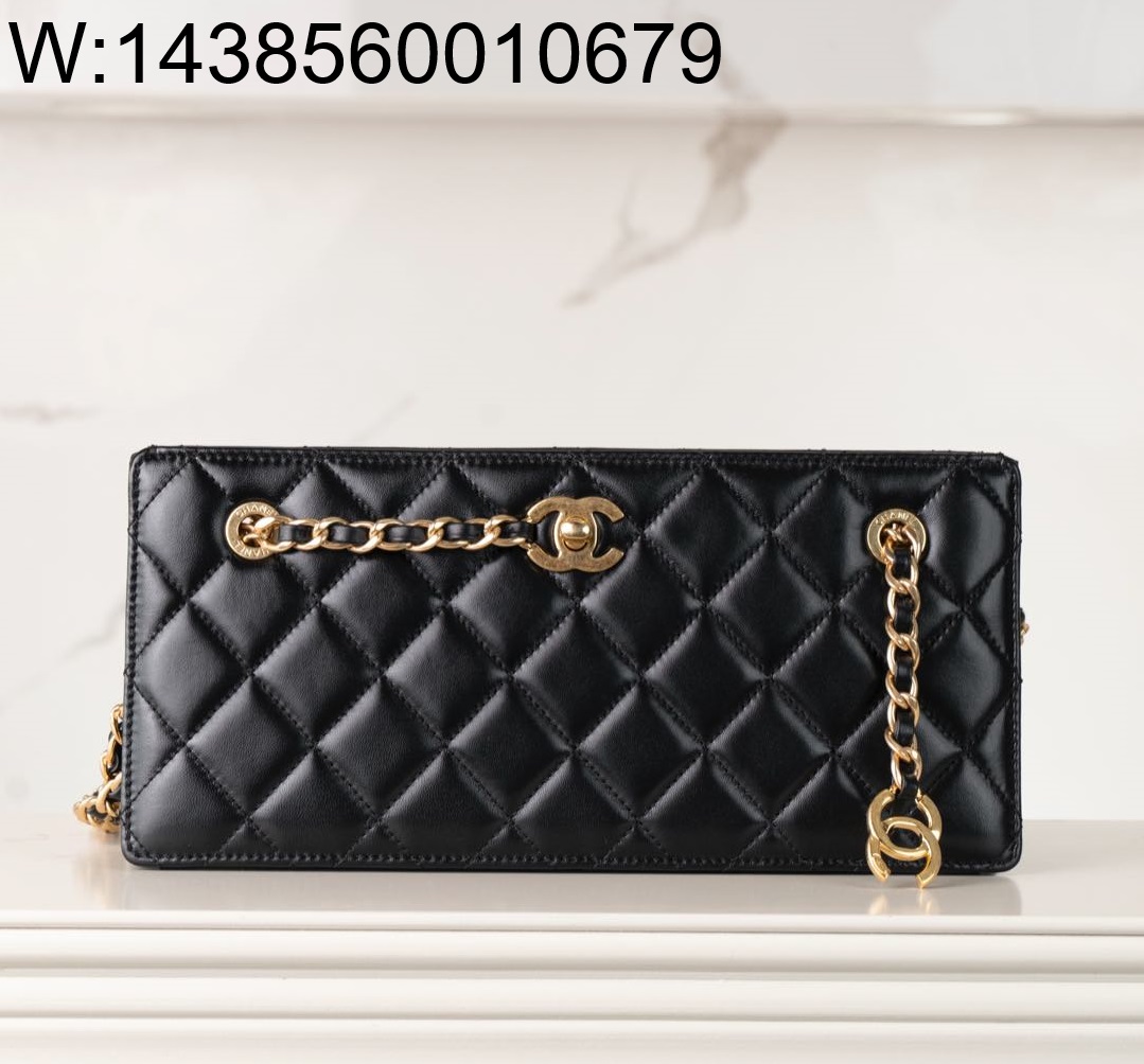 [JD] 샤넬 금장 24K 빈티지 퀼팅 체인 백 블랙 13*27*7cm CHANEL