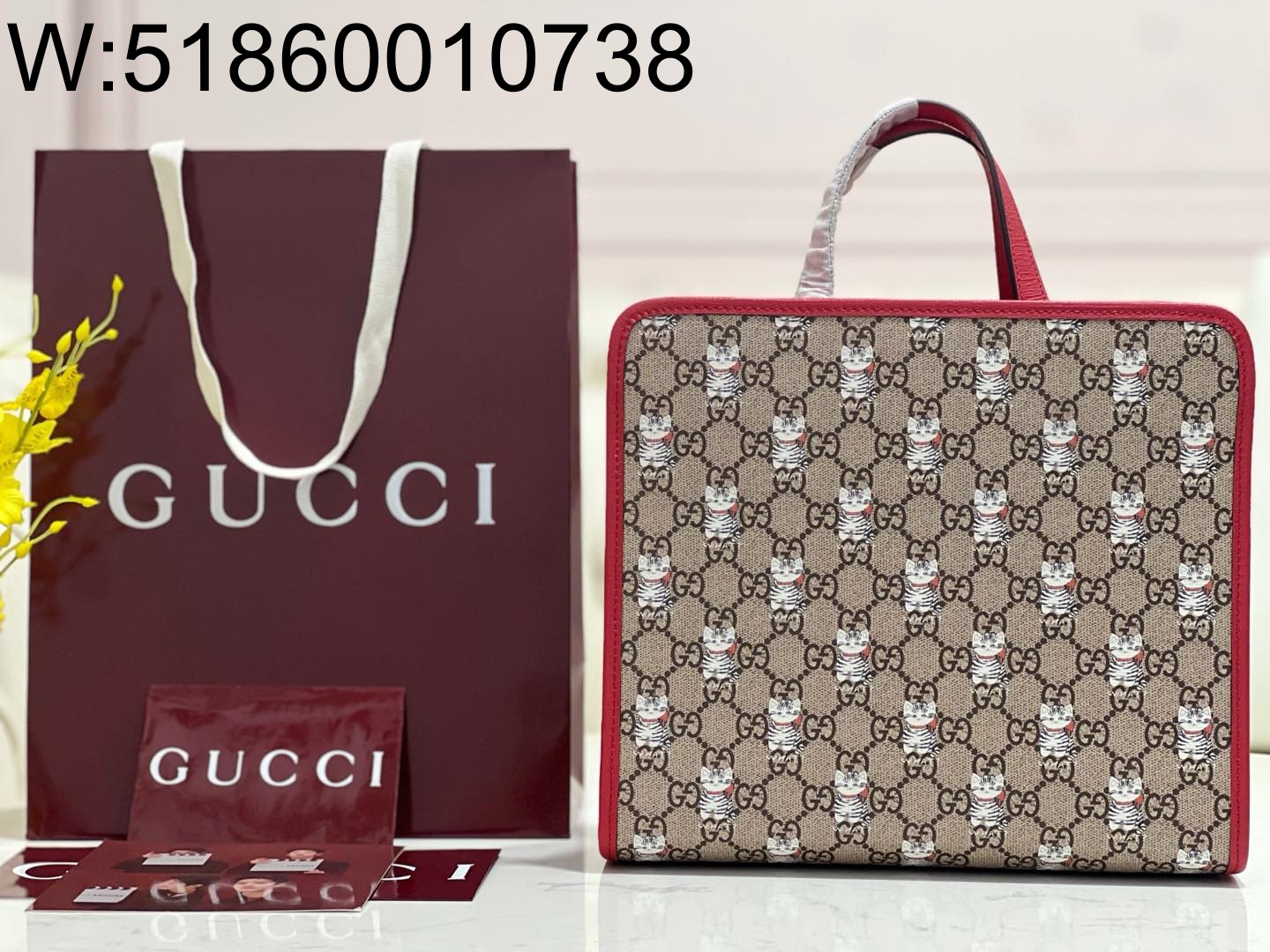 [JHL] 구찌 칠드린 올 오버 고양이 GG 프린트 토트백 605614 28*26.5*9cm Gucci