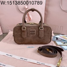 [JHL] 미우미우 스웨이드 아르카디 토트백 5BB142 22*10.5*7.5cm 다크 브라운 miumiu