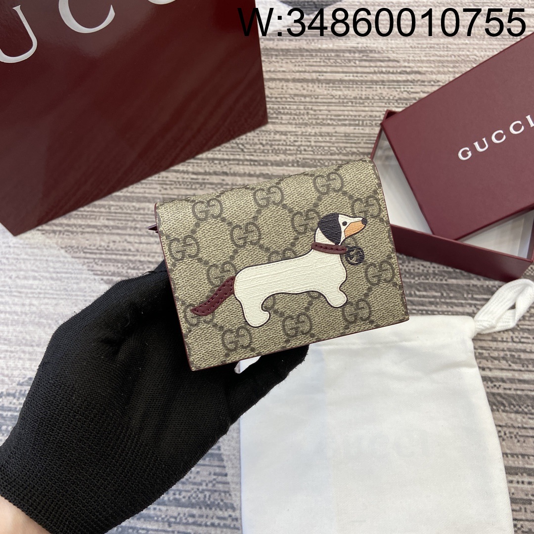 [JHL] 구찌 도그 GG 프린트 플랩 지갑 14*10cm Gucci