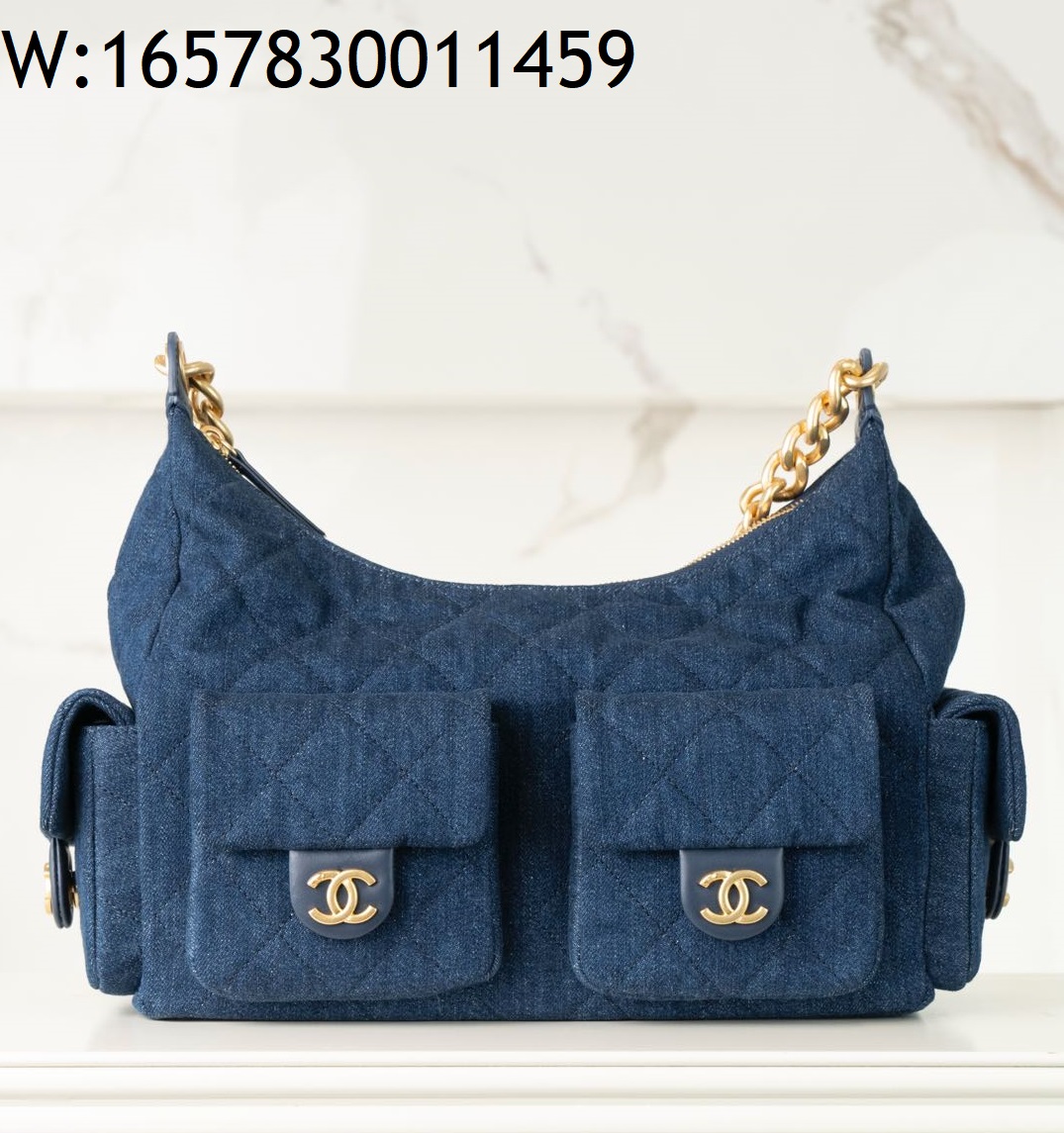 [JD] 샤넬 25C 금장 호보백 데님 라지 다크 블루 27*35*18cm CHANEL