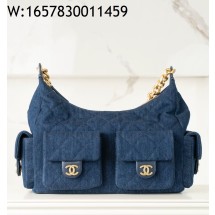 [JD] 샤넬 25C 금장 호보백 데님 라지 다크 블루 27*35*18cm CHANEL