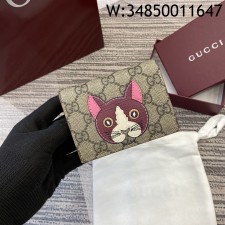 [JHL] 구찌 고양이 GG 프린트 플랩 지갑 14*10cm Gucci