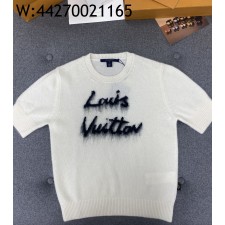 TJ공장 루이비통 검정 모노그램 자카드 니트 반팔티 화이트