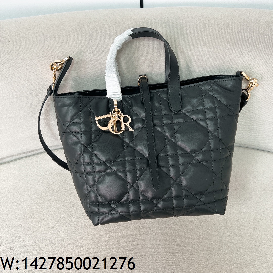 [JHL] 디올 미디엄 뚜주흐 버티컬 토트백 매크로까나쥬 블랙 23*24*16cm