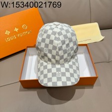 AGG 루이비통 다미에 PU 레더 모자 볼캡 화이트