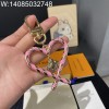AGG 루이비통 배색 줄 하트 백 참 키링 핑크