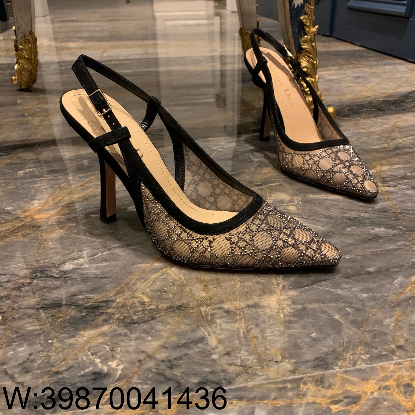 [QR 5009] 디올 capture 슬링백 펌프스 힐 블랙 10cm 