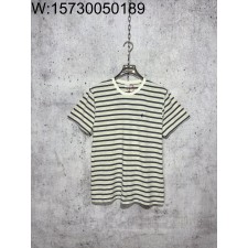 [사슬공장] 입생로랑 SS24 스트라이프 로고 자수 반팔티 아이보리