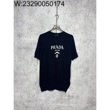 [사슬공장] 프라다 SS22 모노그램 자카드 니트 반팔티 블랙