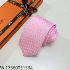AGG 에르메스 핑크 넥타이 H로고 자카드