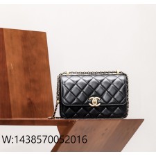 [CD] 샤넬 라지 플랩 백 카프스킨 골드 메탈 블랙 22cm