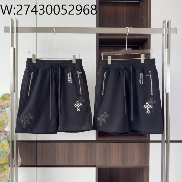 V공장 크롬하츠 배색 십자가 모노그램 반바지 블랙