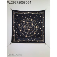 AGG 샤넬 동백꽃 스퀘어 스카프 90*90cm 블랙