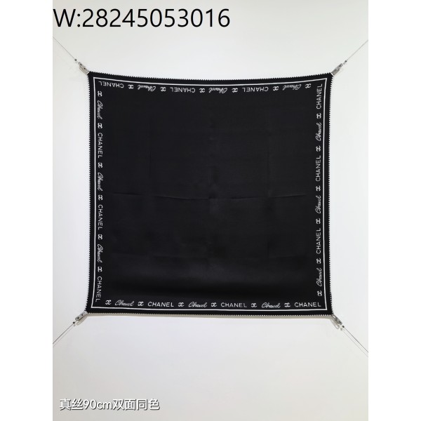 AGG 샤넬 모노그램 베이직 스퀘어 스카프 90*90cm 블랙