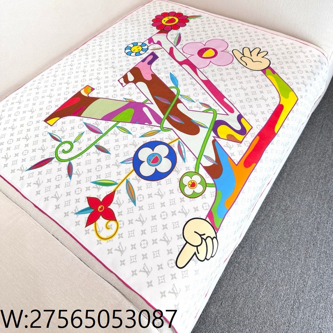 AGG 루이비통 LV X TM 모노그램 슈퍼플랫 스퀘어 스카프 90*90cm 화이트