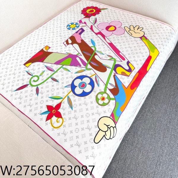 AGG 루이비통 LV X TM 모노그램 슈퍼플랫 스퀘어 스카프 90*90cm 화이트