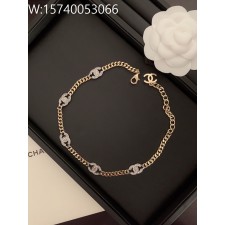 AGG 샤넬 은장 큐빅 CC로고 목걸이 골드