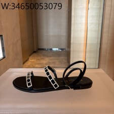 [QR 5009] 디올 Diorissime 가죽 라인스톤 샌들 블랙
