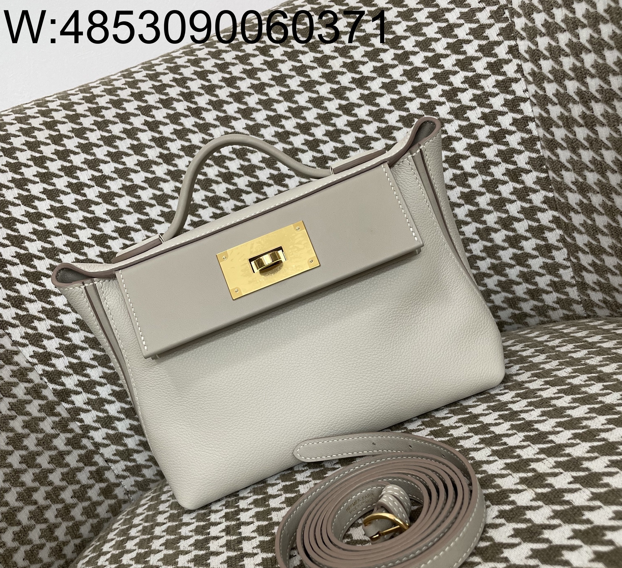 [장인의집] 에르메스 2424 미니 금장 배색 회백색  eve/sw