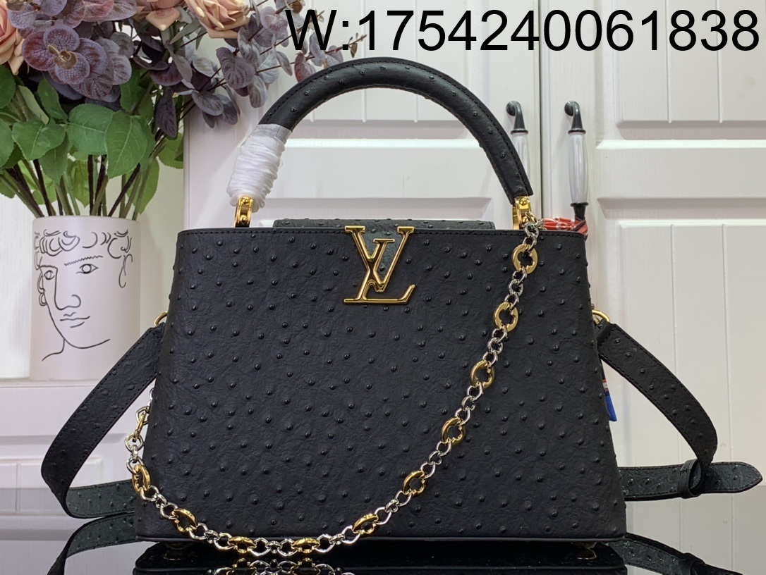 [88factory] 루이비통 카퓌신 미디엄 타조무늬 20*11*31.5cm M12935 블랙