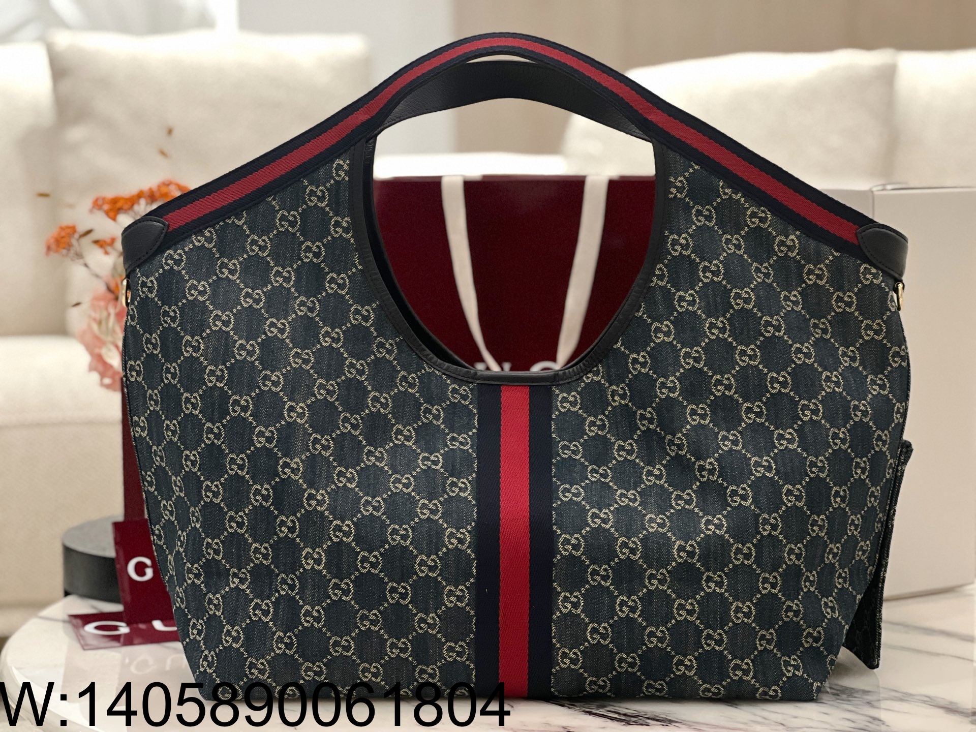 [JHL] 구찌 질리오 라지 토트백 블루 화이트 853971 25.5*17.5*20cm