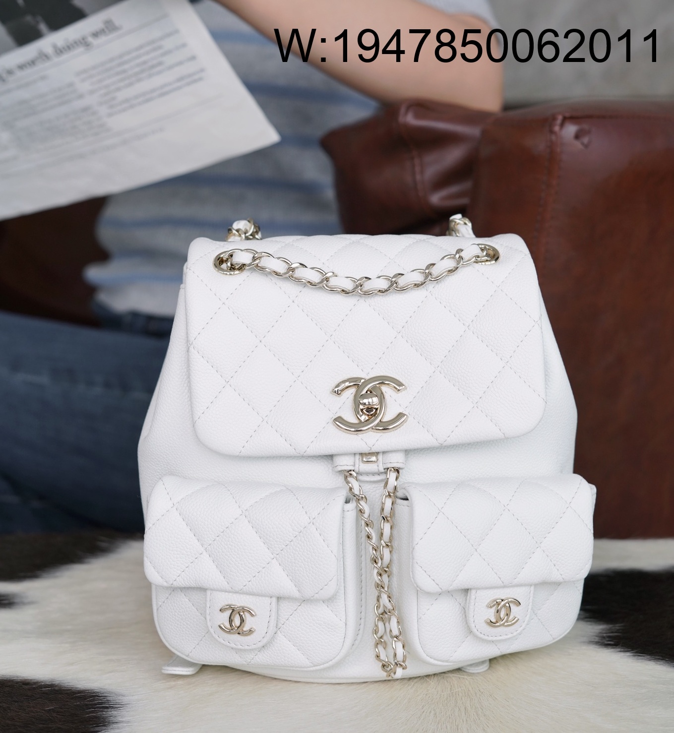 [JD] 샤넬 24A 듀마 백팩 화이트 20.5*20*11.5cm