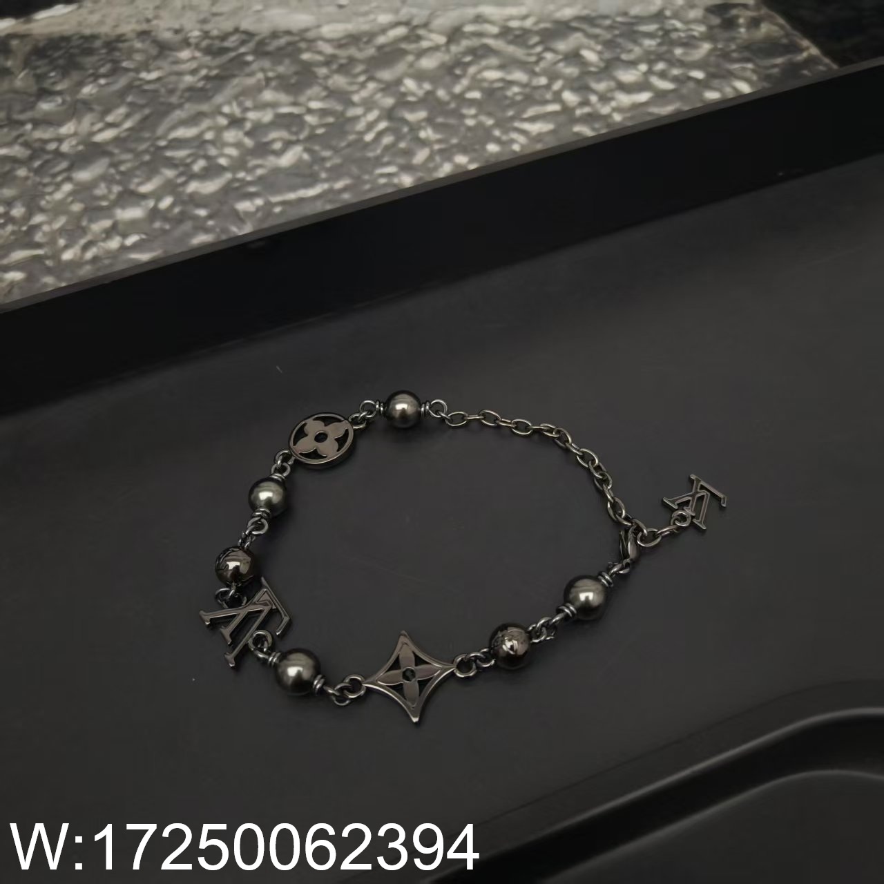 AGG 루이비통 LV 펄 팔찌 블랙 M1391A