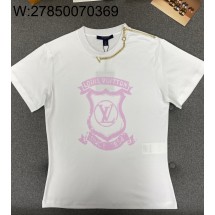 TJ공장 루이비통 핑크 LV 프린트 체인 반팔티 여성용 화이트