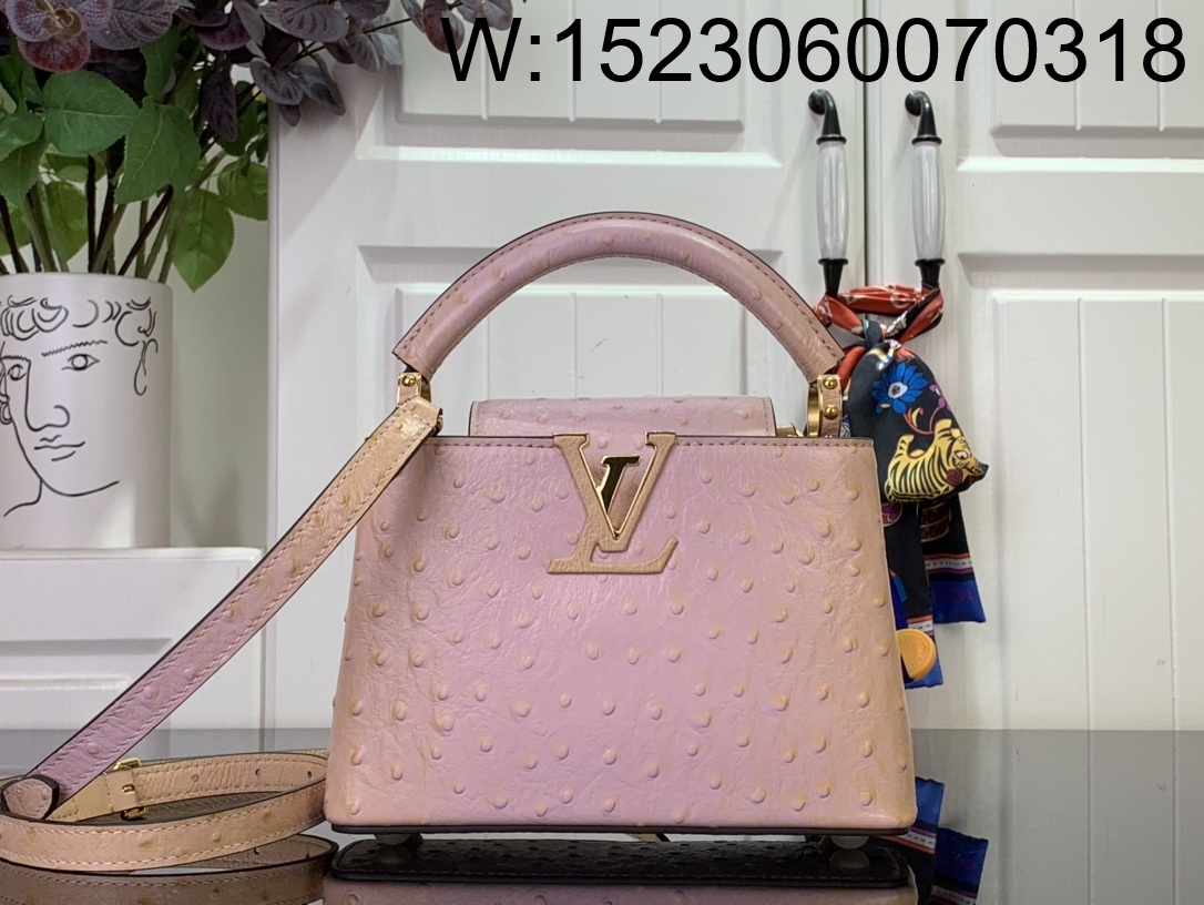 [88factory] 루이비통 카퓌신 미니 타조무늬 21*14*8cm M94227 핑크