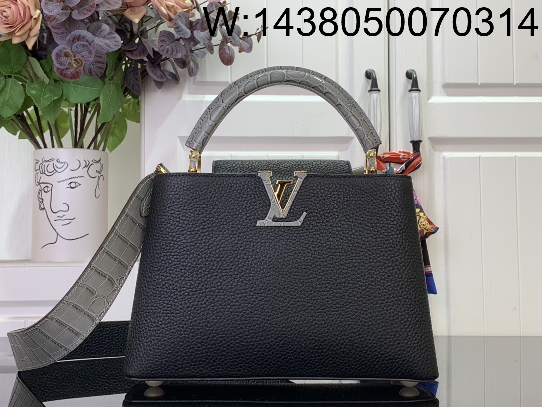 [88factory] 루이비통 카퓌신 스몰 악어무늬 27*18*9cm M86035 블랙