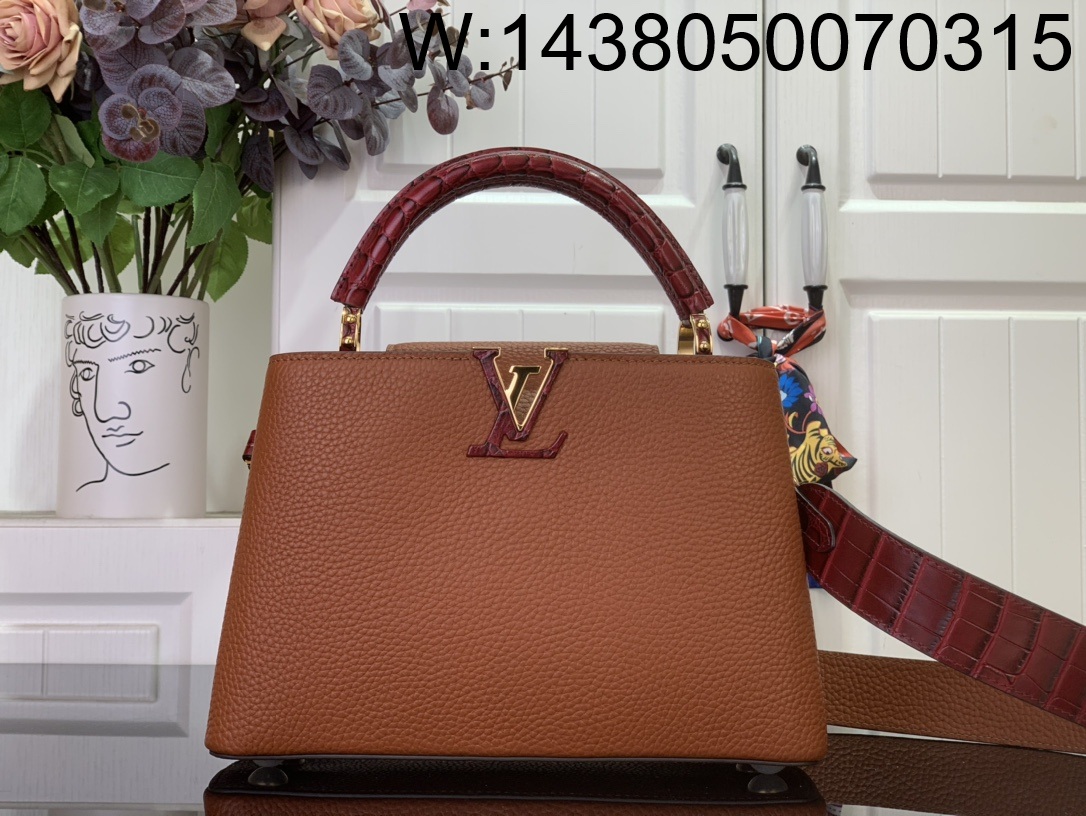 [88factory] 루이비통 카퓌신 스몰 악어무늬 27*18*9cm M86035 적갈색