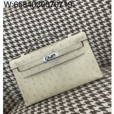[장인의집] 에르메스 켈리 22 은장 아이보리 타조가죽